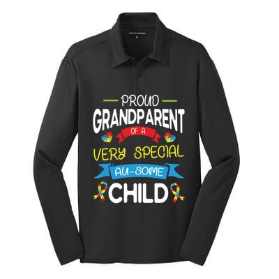 Proud Grandparent Of A Very Special Ausome Autistic Cool Gift Silk Touch Performance Long Sleeve Polo