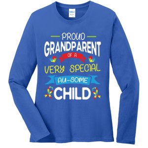 Proud Grandparent Of A Very Special Ausome Autistic Cool Gift Ladies Long Sleeve Shirt