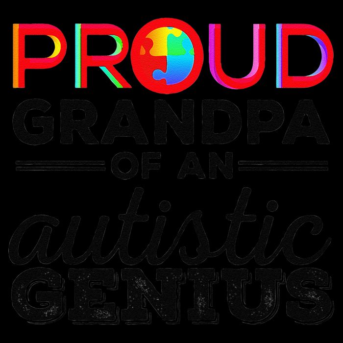 Proud Grandpa Of An Autistic Genius Autism Awareness Stripe Pom Pom Beanie
