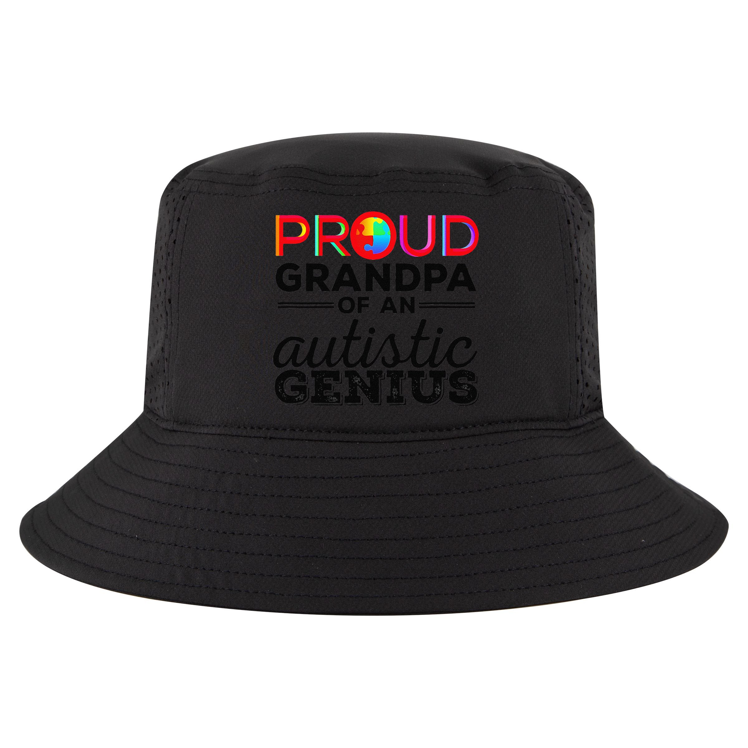 Proud Grandpa Of An Autistic Genius Autism Awareness Cool Comfort Performance Bucket Hat