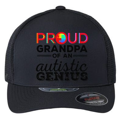 Proud Grandpa Of An Autistic Genius Autism Awareness Flexfit Unipanel Trucker Cap