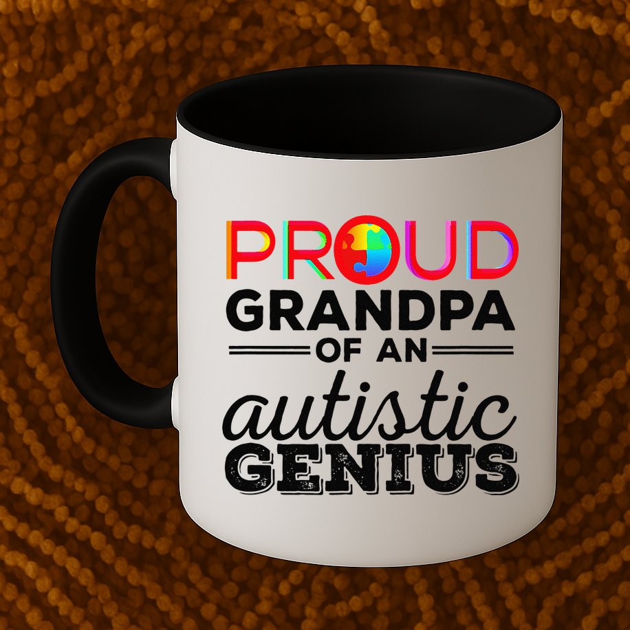 Proud Grandpa Of An Autistic Genius Autism Awareness Mug