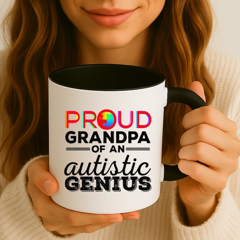 Proud Grandpa Of An Autistic Genius Autism Awareness Mug