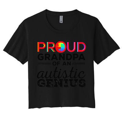 Proud Grandpa Of An Autistic Genius Autism Awareness Crop Top