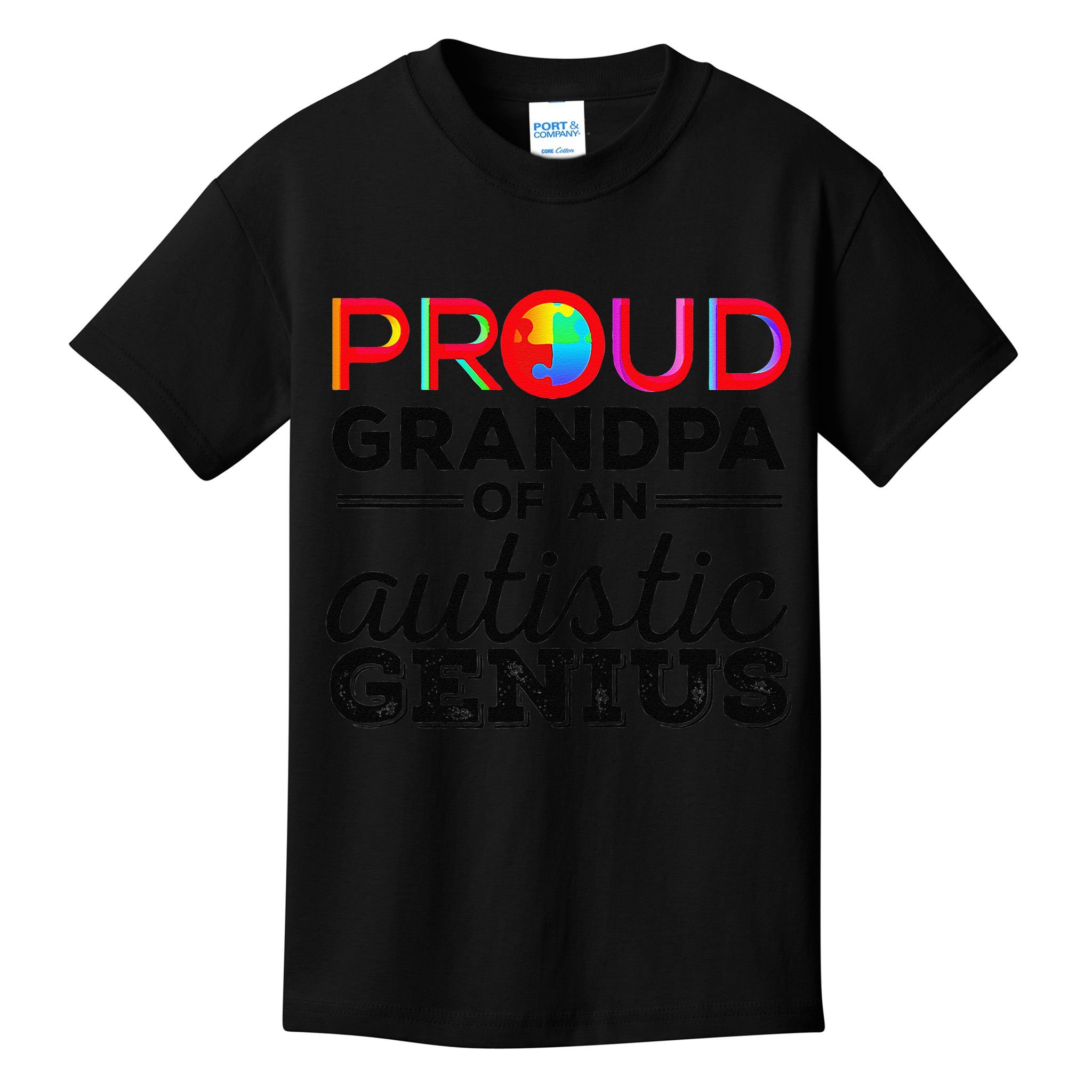 Proud Grandpa Of An Autistic Genius Autism Awareness Kids T-Shirt