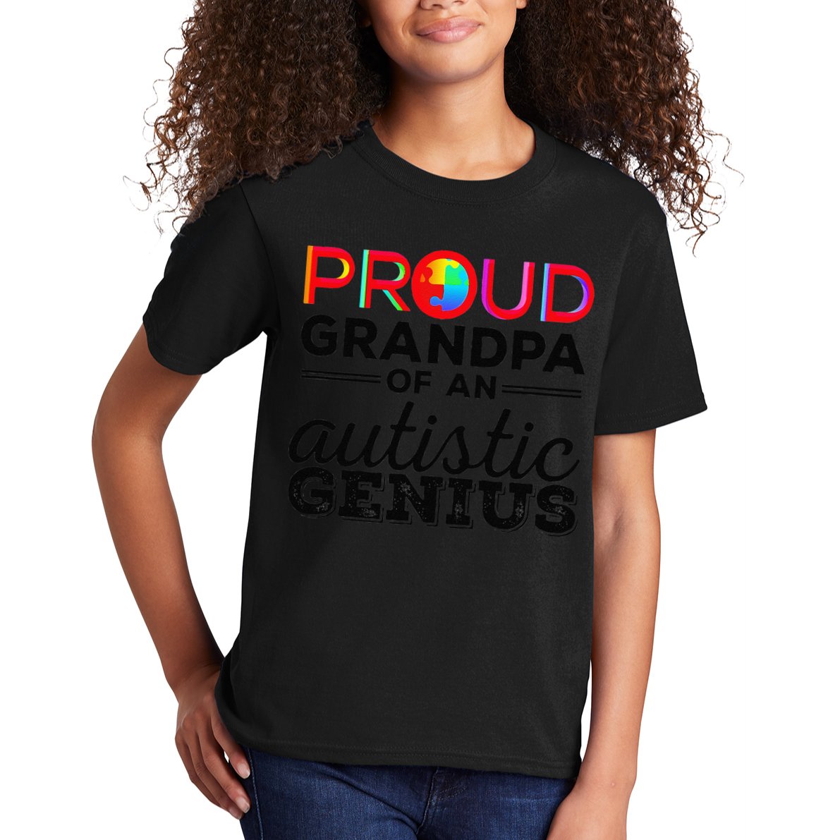 Proud Grandpa Of An Autistic Genius Autism Awareness Kids T-Shirt