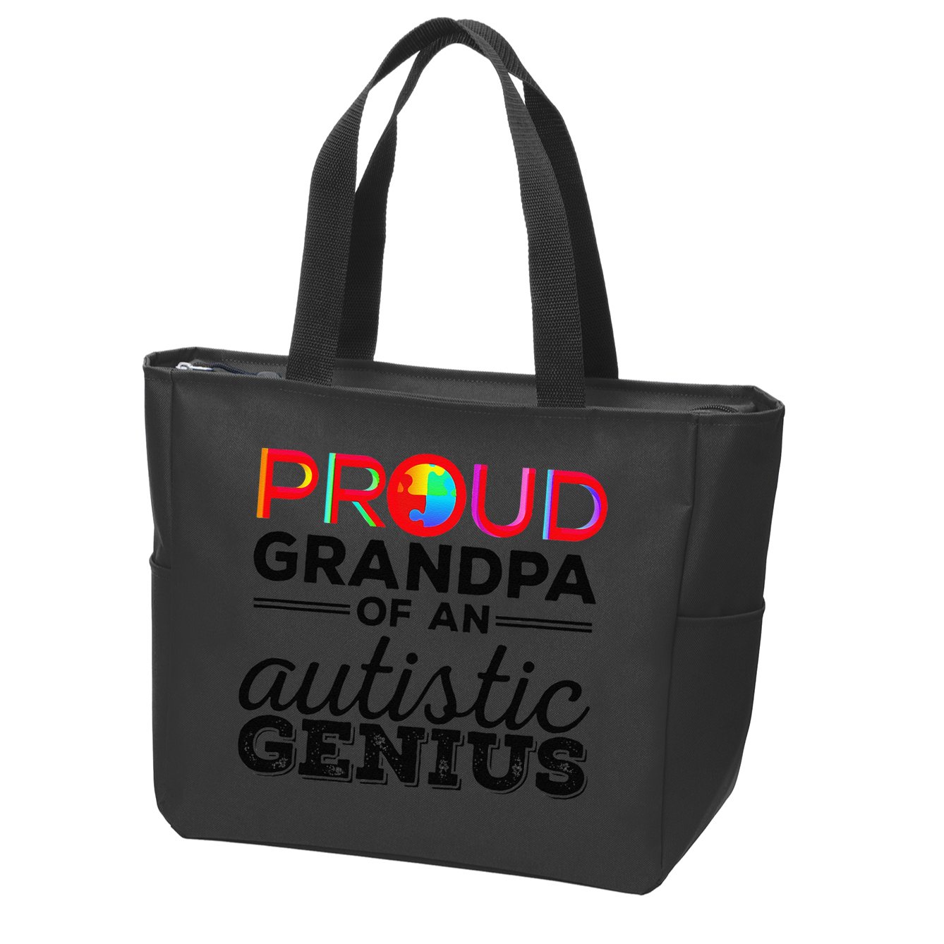 Proud Grandpa Of An Autistic Genius Autism Awareness Zip Tote Bag