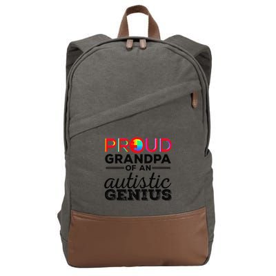 Proud Grandpa Of An Autistic Genius Autism Awareness Cotton Canvas Backpack