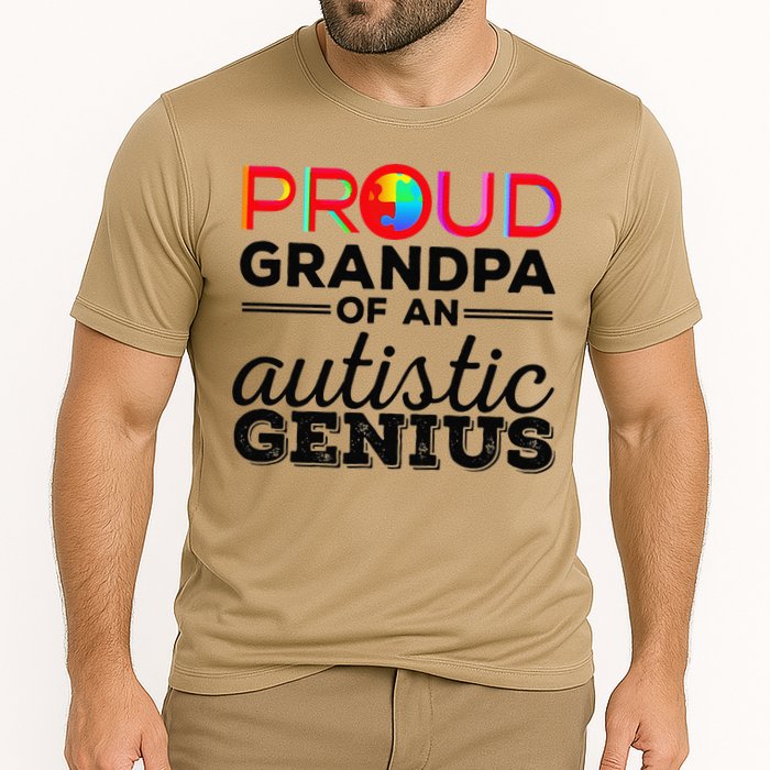 Proud Grandpa Of An Autistic Genius Autism Awareness Cooling Performance Crew T-Shirt