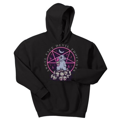 Pastel Goth Occult Kawaii Anime Angel Face Devil Thoughts Kids Hoodie