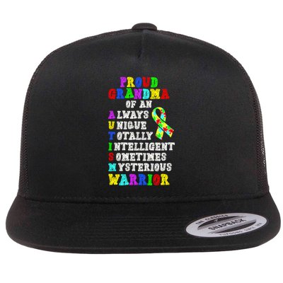 proud grandma of an autism warrior grandma autism grandma cool gift Flat Bill Trucker Hat