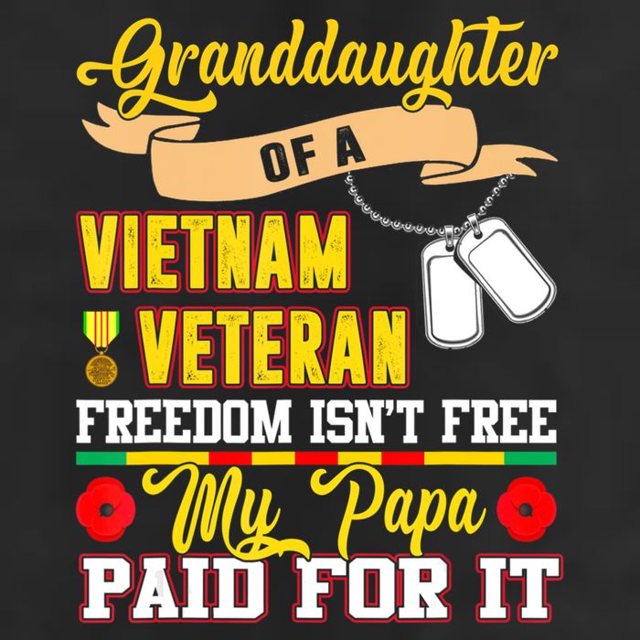 Proud Granddaughter Of Vietnam Veteran Freedom Isn't Free 7 Panel Mesh Trucker Snapback Hat