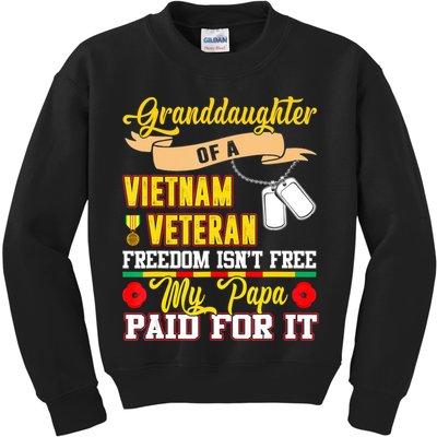 Proud Granddaughter Of Vietnam Veteran Freedom Isn't Free Kids Sweatshirt