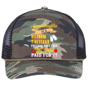 Proud Granddaughter Of Vietnam Veteran Freedom Isn't Free Retro Rope Trucker Hat Cap