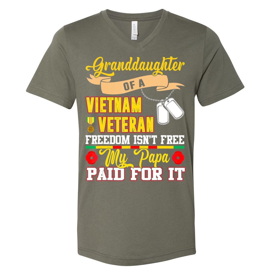 Proud Granddaughter Of Vietnam Veteran Freedom Isn't Free V-Neck T-Shirt