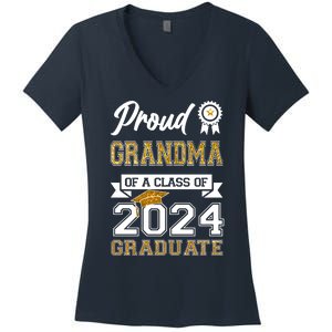 Proud Grandma Of The Class Of 2024 Graduate Women's V-Neck T-Shirt