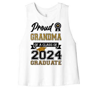 Proud Grandma Of The Class Of 2024 Graduate Women's Racerback Cropped Tank