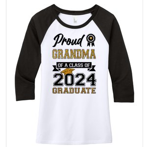 Proud Grandma Of The Class Of 2024 Graduate Women's Tri-Blend 3/4-Sleeve Raglan Shirt