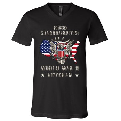 Proud Granddaughter Of A Wwii Veteran V-Neck T-Shirt