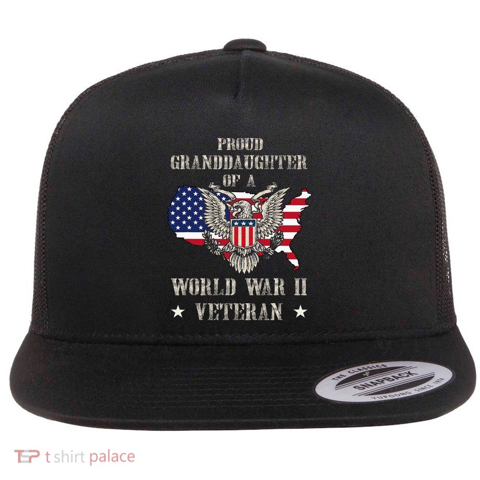 Proud Granddaughter Of A Wwii Veteran Flat Bill Trucker Hat