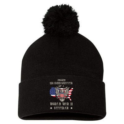 Proud Granddaughter Of A Wwii Veteran Pom Pom 12in Knit Beanie