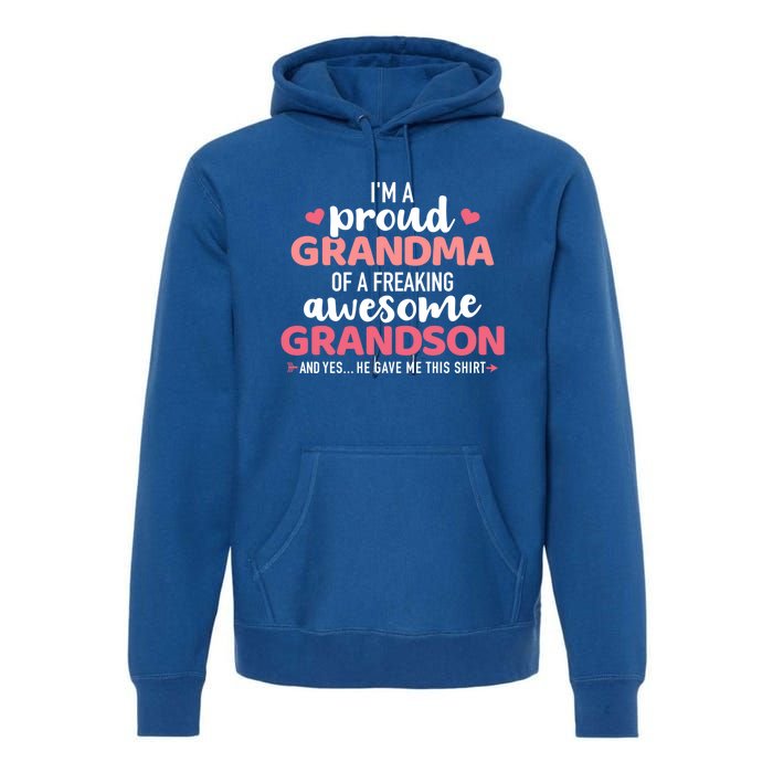 Proud Grandma Of An Awesome Grandson Gift Premium Hoodie