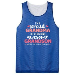 Proud Grandma Of An Awesome Grandson Gift Mesh Reversible Basketball Jersey Tank