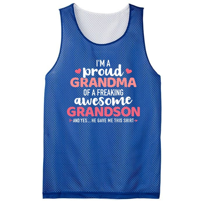 Proud Grandma Of An Awesome Grandson Gift Mesh Reversible Basketball Jersey Tank