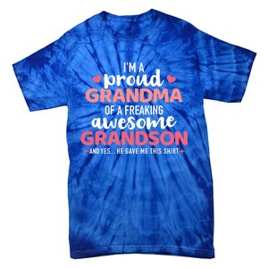 Proud Grandma Of An Awesome Grandson Gift Tie-Dye T-Shirt