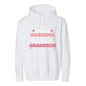 Proud Grandma Of An Awesome Grandson Gift Garment-Dyed Fleece Hoodie