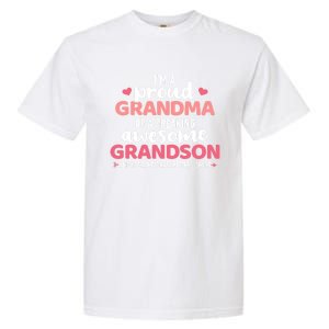 Proud Grandma Of An Awesome Grandson Gift Garment-Dyed Heavyweight T-Shirt