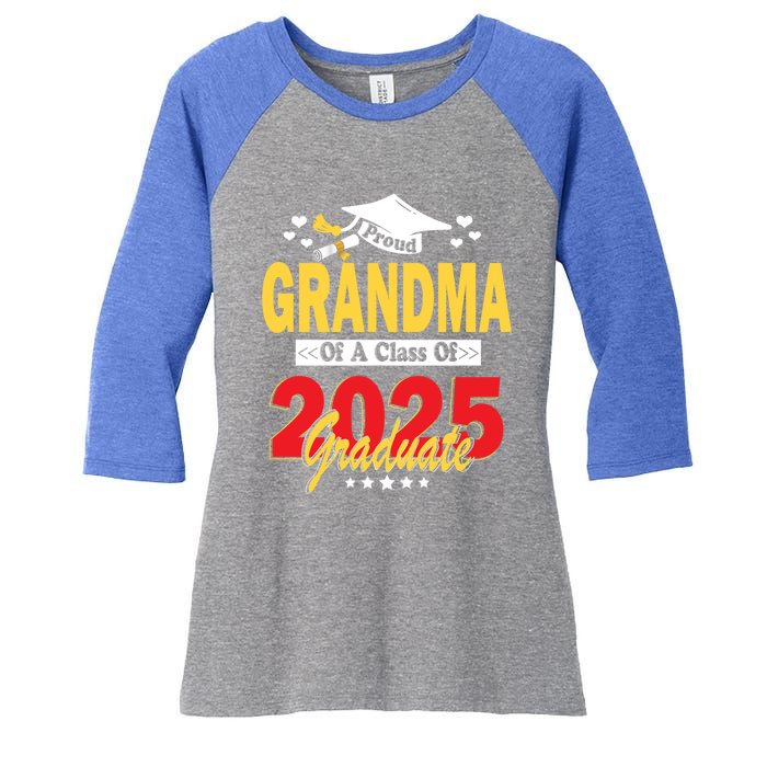 Proud Grandma Of A Class Of 2025 Graduate Senior Gift Women's Tri-Blend 3/4-Sleeve Raglan Shirt