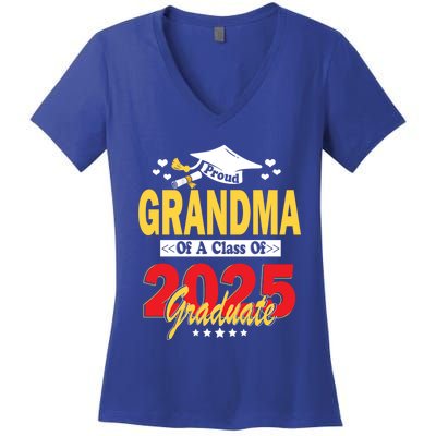 Proud Grandma Of A Class Of 2025 Graduate Senior Gift Women's V-Neck T-Shirt