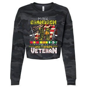 Proud Grandson Of A Vietnam Veteran Vietnam War Vet Cropped Pullover Crew