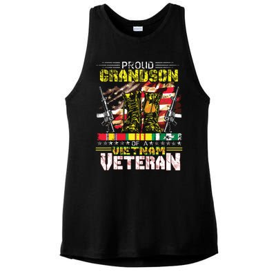 Proud Grandson Of A Vietnam Veteran Vietnam War Vet Ladies PosiCharge Tri-Blend Wicking Tank