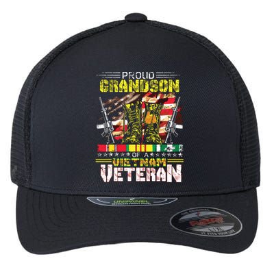 Proud Grandson Of A Vietnam Veteran Vietnam War Vet Flexfit Unipanel Trucker Cap