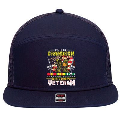 Proud Grandson Of A Vietnam Veteran Vietnam War Vet 7 Panel Mesh Trucker Snapback Hat