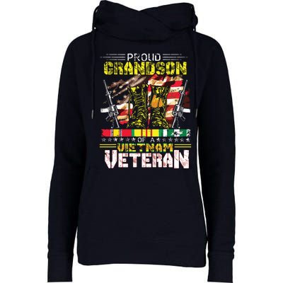 Proud Grandson Of A Vietnam Veteran Vietnam War Vet Womens Funnel Neck Pullover Hood