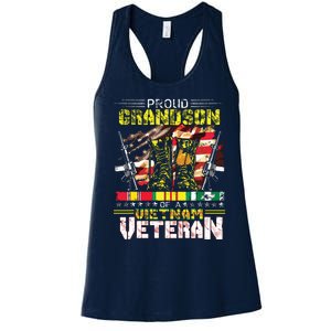 Proud Grandson Of A Vietnam Veteran Vietnam War Vet Women's Racerback Tank