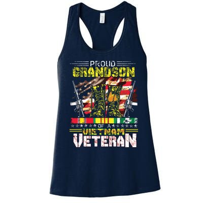 Proud Grandson Of A Vietnam Veteran Vietnam War Vet Women's Racerback Tank