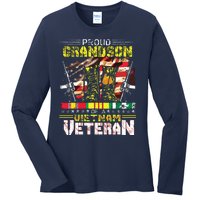 Proud Grandson Of A Vietnam Veteran Vietnam War Vet Ladies Long Sleeve Shirt