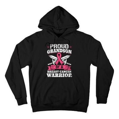 Proud Grandson Of Breast Cancer Warrior Awareness Ribbon Tall Hoodie