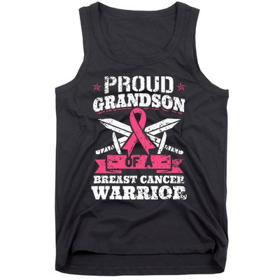 Proud Grandson Of Breast Cancer Warrior Awareness Ribbon Tank Top