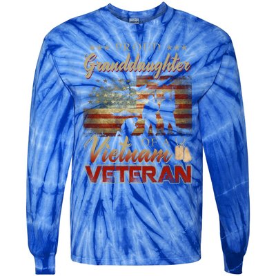 Proud Granddaughter Of A Vietnam Veteran Grandpa Gift Tie-Dye Long Sleeve Shirt