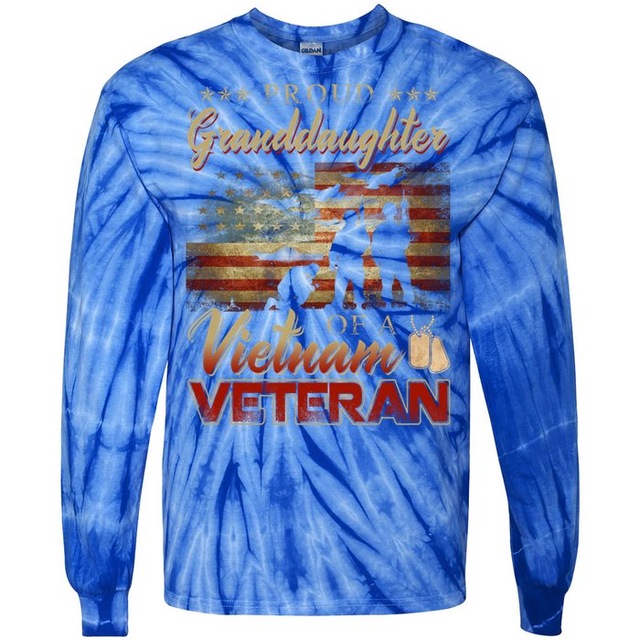 Proud Granddaughter Of A Vietnam Veteran Grandpa Gift Tie-Dye Long Sleeve Shirt