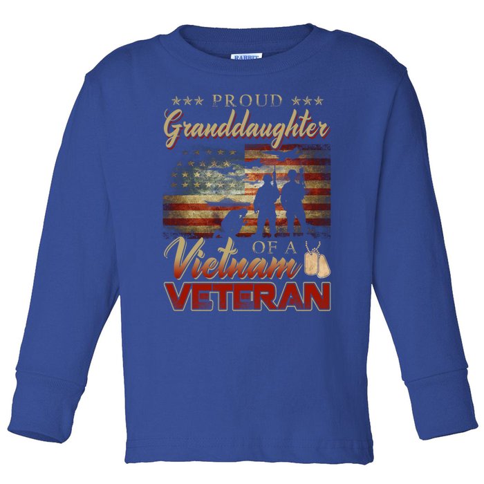 Proud Granddaughter Of A Vietnam Veteran Grandpa Gift Toddler Long Sleeve Shirt