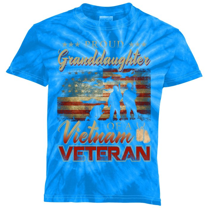 Proud Granddaughter Of A Vietnam Veteran Grandpa Gift Kids Tie-Dye T-Shirt