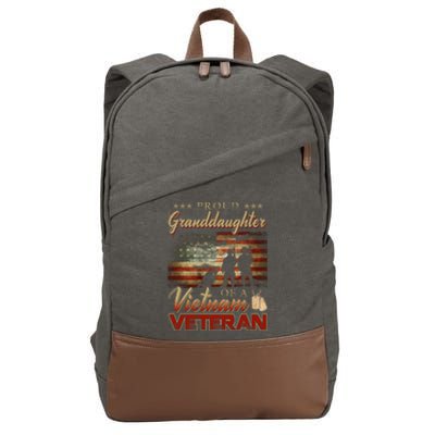 Proud Granddaughter Of A Vietnam Veteran Grandpa Gift Cotton Canvas Backpack