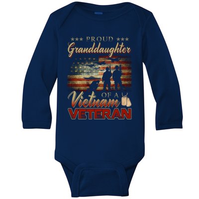 Proud Granddaughter Of A Vietnam Veteran Grandpa Gift Baby Long Sleeve Bodysuit