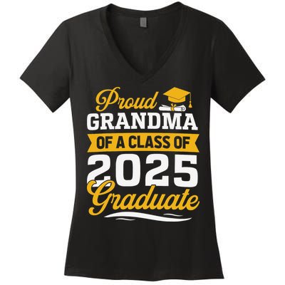 Proud Grandma Of A Class Of 2025 Graduate Grandma Women's V-Neck T-Shirt